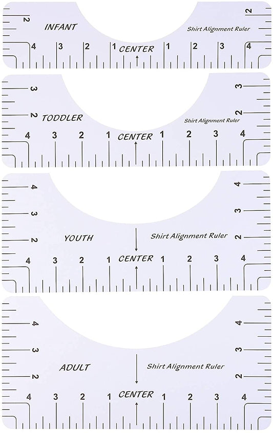 4pcs high precision t-shirt alignment ruler